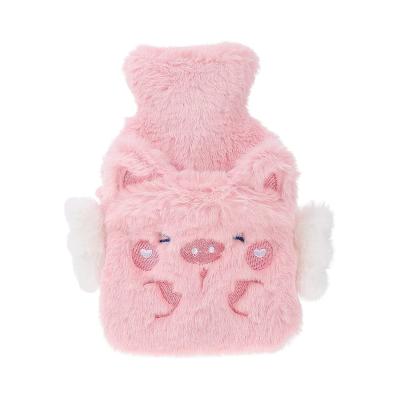 China Keep Warming Faux Rubber Animal Fur Plush Bag English Standard Hot Water Bottle Warm Water Bottle Cover for sale