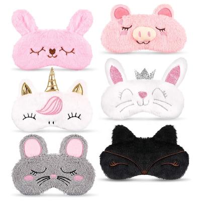 China Flannel Strap Cartoon Plush Eye Mask High Quality Elastic Design Personalized Animal Eye Mask for sale