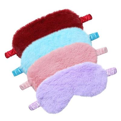 China Cute Cartoon Visor Elastic Blindfold Travel Office Relax Plush Silk Eye Mask For Sleeping Plush Eye Mask for sale