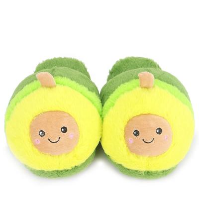 China Custom Soft Plush Avocado Plush Women Slippers Cute Soft Cute Indoor Slippers for sale