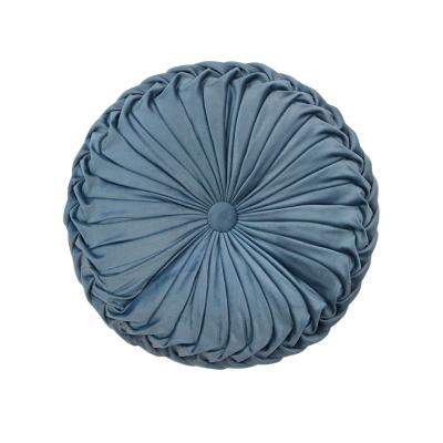 China Non-Toxic Luxury And Elegant Design Round Back Support Pillow Pumpkin Velvet Pleated Pillow Cushion for sale