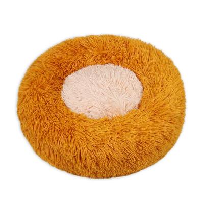 China 2021 New Lovely Dog Bed Faux Fur Pet Bed Cushion Mechanical Donut Washable Soft Wash Bed for sale