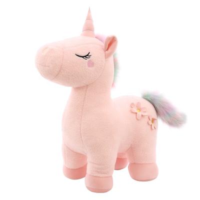 China Unicorn Stuffed Plush Toy Doll Standing Soft Pink Fur Style Unicorn Stuffed Toy Kids Cartoon Birthday Gift Lovely Unicorn Stuffed Plush Toy Doll for sale