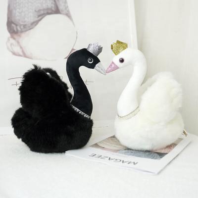 China Children Play Cute Soft 28cm Gift 28cm Central Statistics Plush Stuffed Swan Plush Toy Hot Selling Black And White for sale