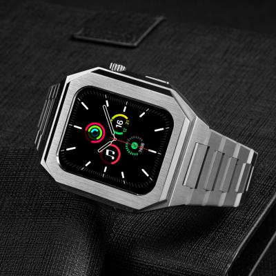 China Watch Case For Apple Luxury Custom Stainless Steel Band Strap And 40mm 44mm Protective Watch Case For Apple Iwatch Smart Series 6/7/s7 for sale