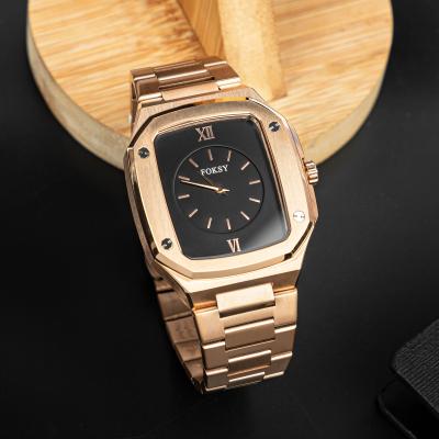 China Luxury Square Quartz Stainless Steel Water Resistant Soft Strap Wrist Watch For Men for sale