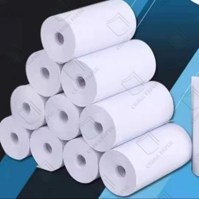 China Small Roll Thermal Paper With Heat-sensitive Coating For POS Printing 55 Gsm 80 X 80 Mm For Direct Printing for sale