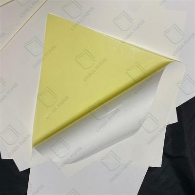 China 100% Virgin Wood Plup Yellow Glassine Adhensive Lable Sticker Paper for sale