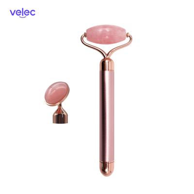 China 2021Wholesale Face Lift Jade Roller Set Rose Quartz Electric Massage Jade Stick for sale