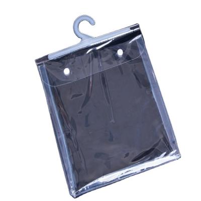 China Recyclable Wholesale Custom Printed Clear PVC Hanger Hook Plastic Bag For Clothes Underwear Packaging for sale