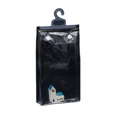 China Security PVC Transparent Plastic Clear Tote Clothing Hook Ziplock Bag With Hanger for sale