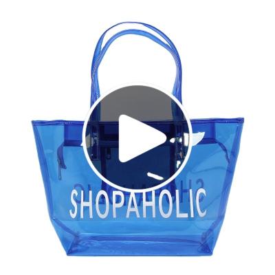 China Free Sample Shopping Fashion Women Waterproof Handbag Transparent Shopping Clear PVC Tote Bag for sale