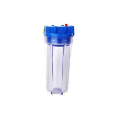 China Hotel 10 Inch Transparent Color Water Filter Housing With Key And Bracket In Color Box for sale