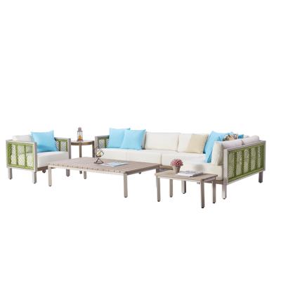 China New Arrival Eco-friendly Wholesale OEM Sumparwood / Aluminum Rope / Odm Customized Outdoor Garden Sofa Furniture Sets for sale