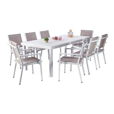 China Newcomer Eco-Friendly Luxury Durable OEM ODM Customized Aluminum Outdoor Garden Dining Table Sets For Commercial / Residential Settings for sale