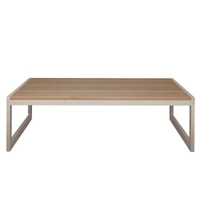 China Eco-friendly Unique Synthetic Wood And Aluminum Contemporary Coffee Table Simple Nordic Style Cocktail Table Customized Outdoor Furniture for sale