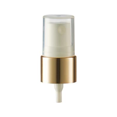 China Non Spill Latest Design Gold White Aluminum Screw Fine Mist Spray Pump With Half Cap for sale