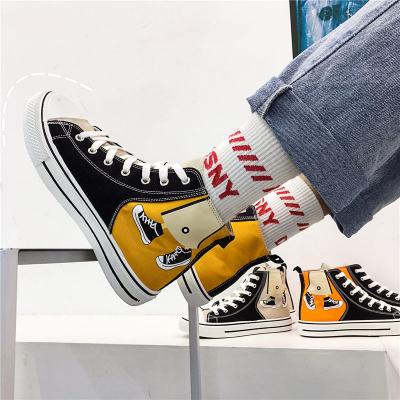 China Jinhong anti-slip printed rubber sole to breathe fashion lace up flat casual canvas sneaker men shoes for sale