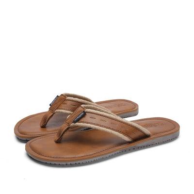 China Best Cheap Designer Anti-slippery Summer Quality PU Leather Strap Flip Flops For Man for sale