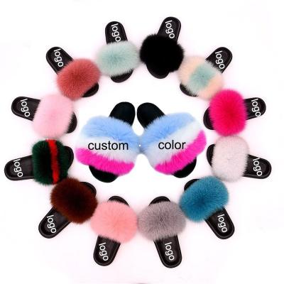 China Customized Fur Anti-slippery Red Slippers Black Hairy Slide With Logo Big Color Cheap Sliders Customize Women's Luxury Bedroom 2020 for sale