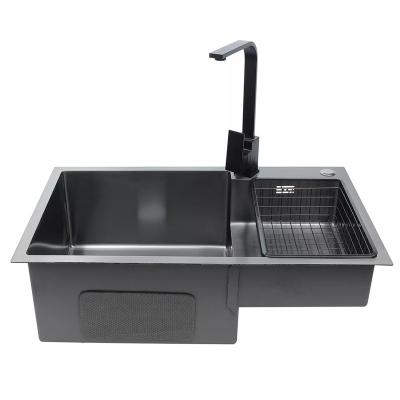 China Without Faucet Gunmetal Good Quality Black Kitchen Sink From Undermount Workstation Handmade Stainless Steel Sink Suppliers for sale