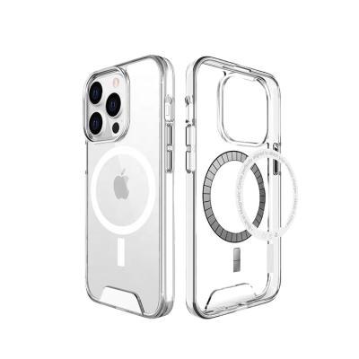 China Transparent Clear Magnetic Shockproof Tpu Cover Phone Case For iPhone 14 12 13 pro Max Wireless Charging Magnet Custom Phone Cases for sale