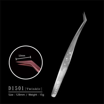 China D1501 Stainless Steel 3D 6D 9D 12D Volume Eyelash Tweezers Handmade Salon Curved Tweezers for sale