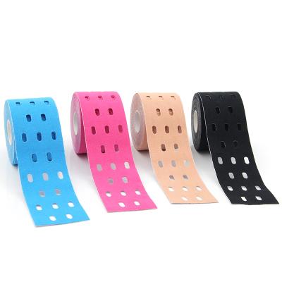 China Unisex Custom Elastic Kneepad Muscle Tape logo punched kinesiology tape for elbow and shoulder muscle for sale