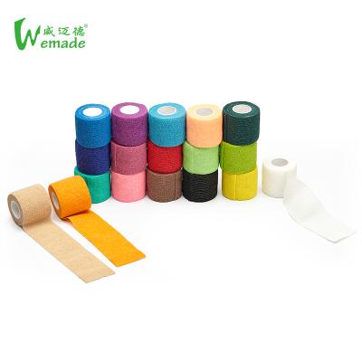 China Unisex 1 Inch X 5 Yards Fashion Sporty Elastic Cohesive Grooves Bandage Self Adhesive Wrap for sale