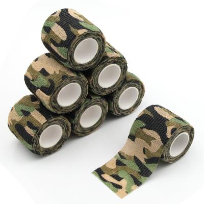 China Outdoor Stealth Tape Elastic Woodland Camouflage Waterproof Outdoor Hunting Cohesive Bandage for sale