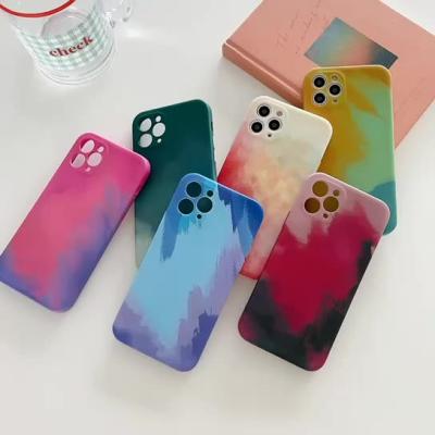 China Fashion Doodle Watercolor Water Stickers Shockproof Soft Anti-fall Shockproof Phone Case Shell For iPhone 13 pro max for sale