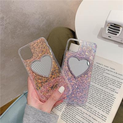 China Anti-fall Fall Glitter Star Love Makeup Mirror Goddess Mobile Cover Shockproof Phone Case For iPhone 13 Pro Max Mini for sale