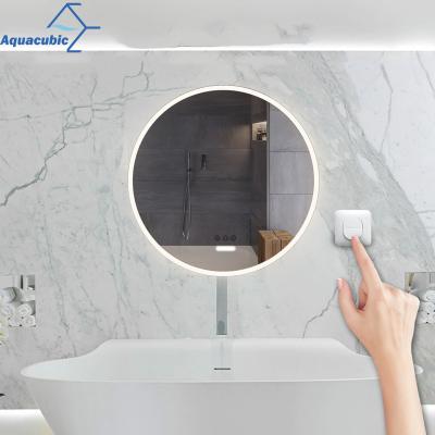 China 24*24 Inch Bright Modern Acrylic Led Round Mirror Smart Fog Anti Ready To Ship Smart Bathroom Mirror Wall Mirror Bathroom for sale