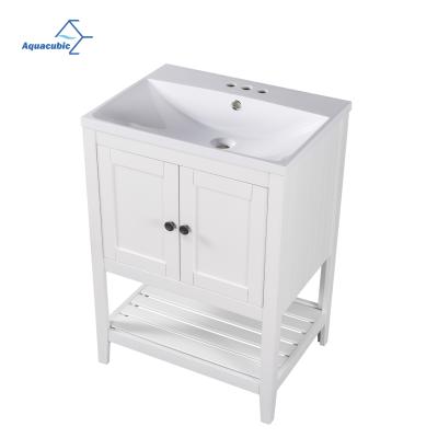 China Amazon Modern White Modern European Hot Selling Cabinet Style Bathroom Vanity High End Vanity Unit With Ceramic Basin for sale