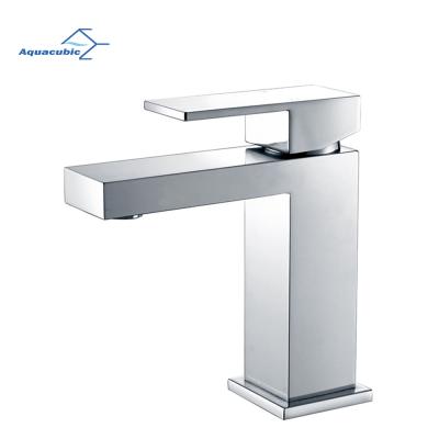 China Aquacubic Faucets Single Hole Contemporary Faucet Chrome Bathroom Bathroom Basin Faucet Metered Luxury for sale