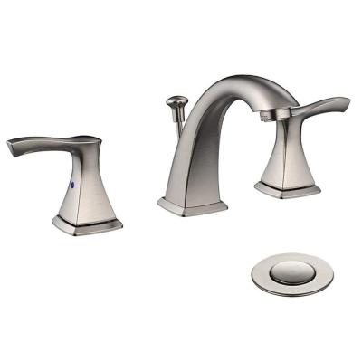 China Brass Metered Faucets Aquacubic Basin Faucet Brushed Nickel Widespread Bathroom Basin Faucet With Drain Assembly for sale