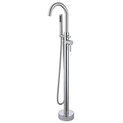 China With Slide Bar Aquacubic American Style Chromed Tub Filler Floor Freestanding Tub Faucet for sale