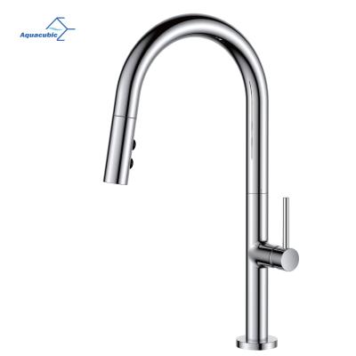 China Modern Aquacubic CUPC CE Certified 360 Rotary Faucet Spout Sprayer Chrome Finish Pull Down Kitchen Faucet for sale