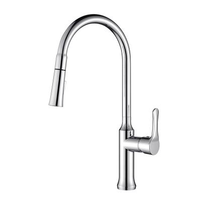 China Modern Aquacubic CUPC Kitchen Sink Mixer Taps High Arc Chrome Kitchen Faucet With Pull Down Sprayer for sale