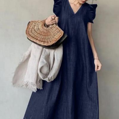 China 2023 new spring style viable women's long dress fashionable and simple in Korea LINE elegant casual dress long dress one for sale