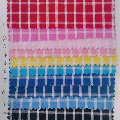 China Hot Selling Viable Hot Dyed 100% Cotton Yarn Cotton Crepe Crepe Woven Fabric For Girls Kids Shirts Dress for sale