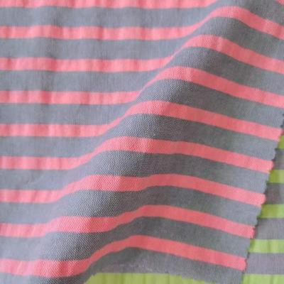 China Woven Fabric Sustainable Cotton Yarn Dyed Stripes Cotton Crepe Crepe Fabric For Baby Kids Girls Dress for sale