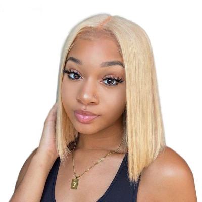 China Free Shipping Honey Blonde Bob Wave Hair Wigs Silky Straight Strick Lace Front Wigs for sale