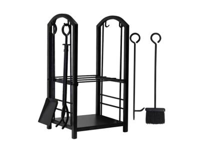 China Modern firewood rack with 4 fireplace tools for sale