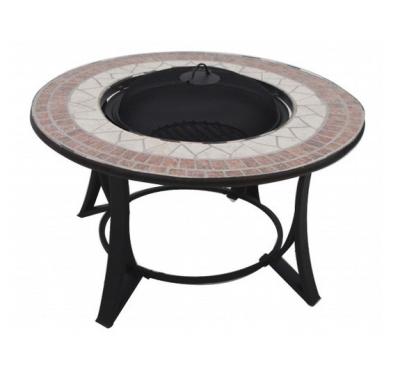 China Outdoor Heating GRILL New Design 2019 Mosaic Firepit With Grill And Table for sale