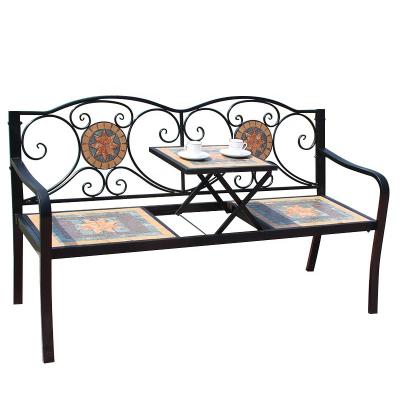 China Cozy Garden Bench Patio Mosaic Bench With Adjustalbe Table for sale