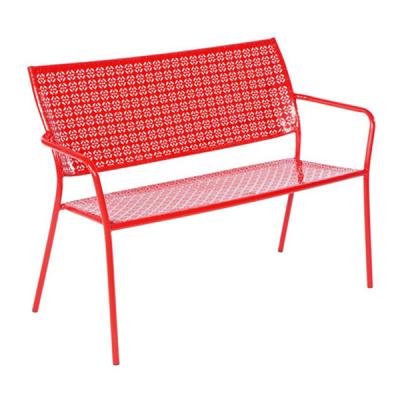 China Comfortable Outdoor Metal Wrought Iron Red Garden Patio Bench for sale