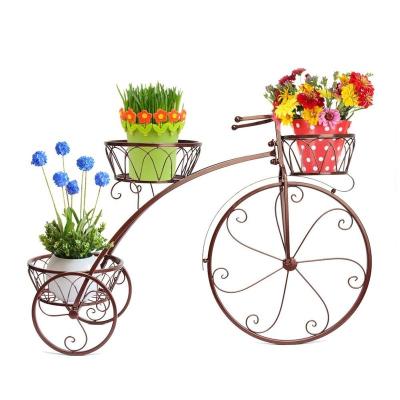 China Durable Outdoor 3 - Tier Metal Iron Garden Bicycle Plant Stand for sale