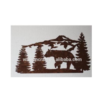 China Antique Wall Art Country Rustic Home Decor China Bear Scene Metal and Mountain Pine Large for sale