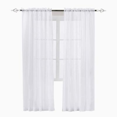 China Sage Green CLASSIC 45 in. in length, Rod Pocket Voile Drapes for Living Room, Bedroom, Windows Ruffle Semi Sheer Curtain for sale